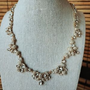 INC Gold Tone Clear Rhinestone Bridal Necklace Jewelry International Concepts
